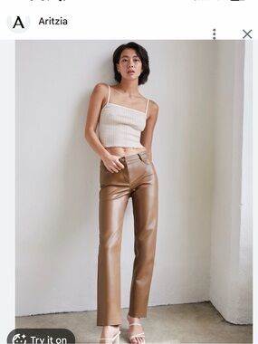 Aritzia Wilfred Melina Pant Cropped in Taupe
